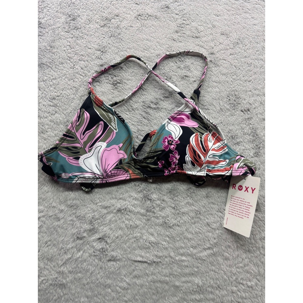 Roxy PT Beach Classics Strappy Bra Bikini Top Tropical Floral XS ERJX305336